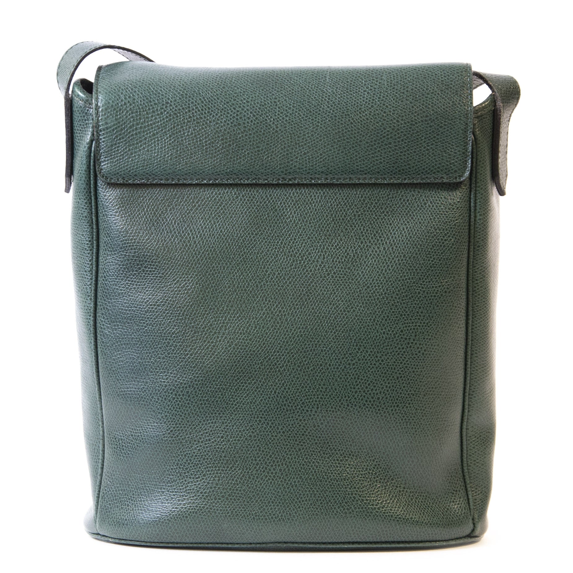 Authentieke Tweedehands Yves Saint Laurent Green Studded Bucket Bag juiste prijs veilig online winkelen luxe merken webshop Antwerpen België winkelen mode fashion