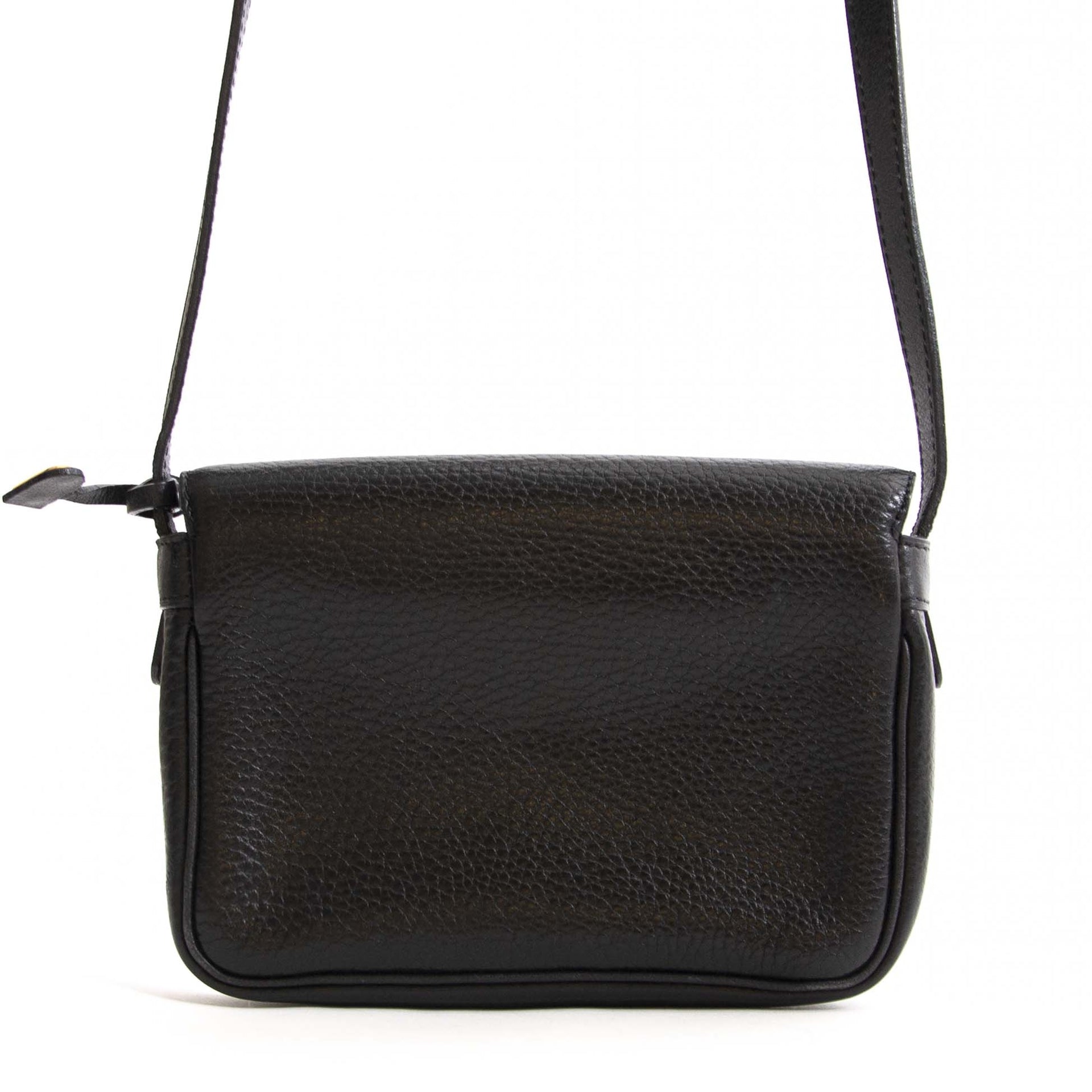 Sac bandoulière mini « D » en cuir noir Delvaux