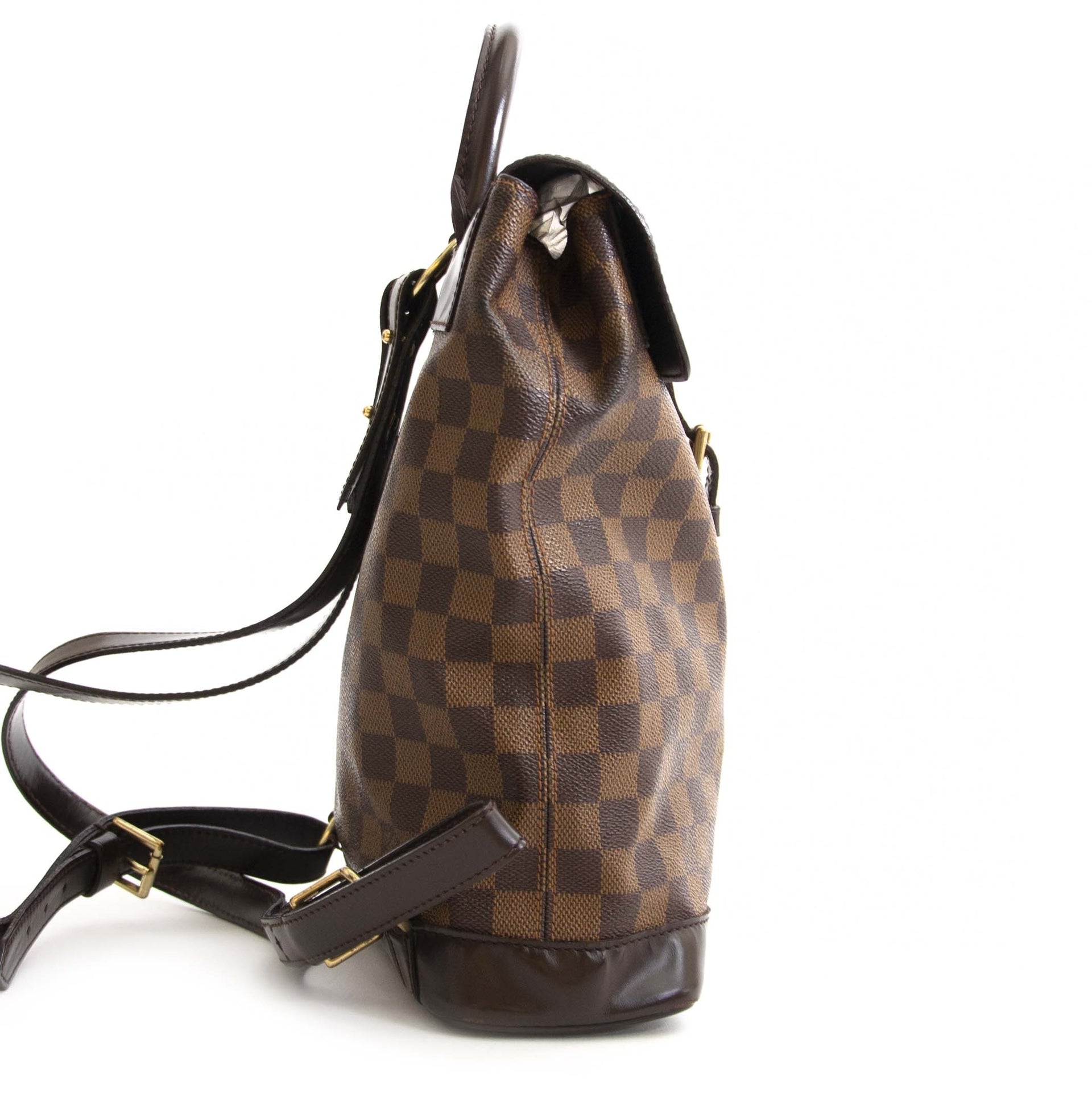authentic second hand vintage Louis Vuitton Damier Ebene Soho Backpack buy online webshop LabelLOV