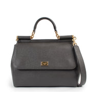 Shop now for your pre-loved, 100% authentic Dolce & Gabbana Grey Leather Sicily Shoulder bag at Labellov in Antwerp