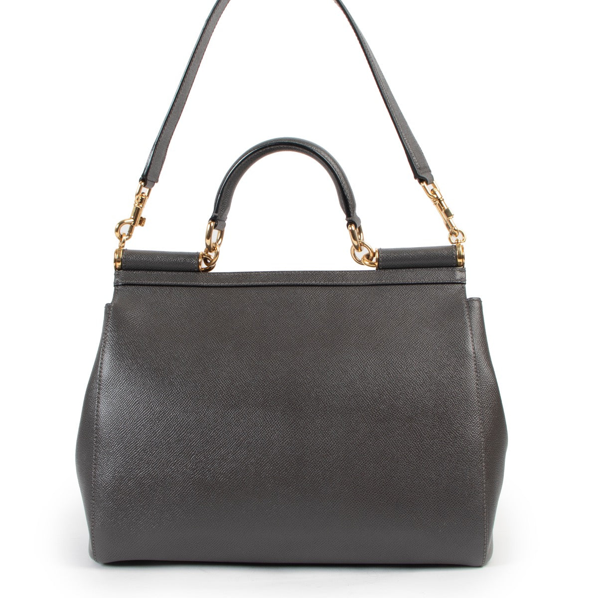 Shop now for your pre-loved, 100% authentic Dolce & Gabbana Grey Leather Sicily Shoulder bag at Labellov in Antwerp
