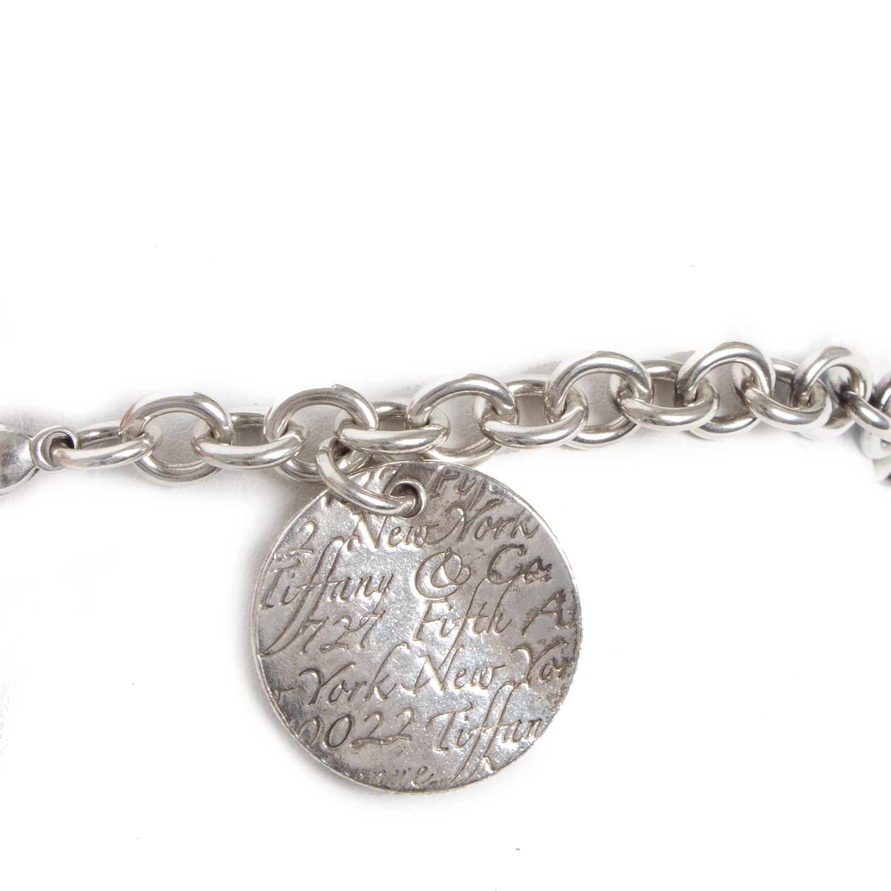 Tiffany & Co Silver Notes New York Fifth Ave Round Charm Bracelet