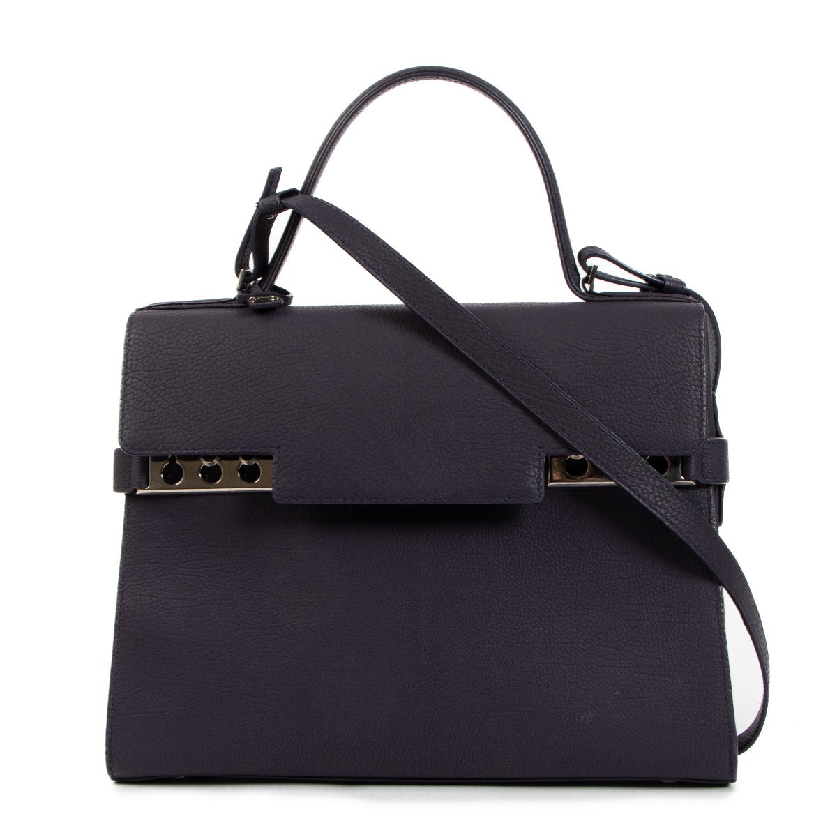 shop authentic second hand Delvaux Tempête GM Indigo Crispy Calf Top Handle on Labellov.com