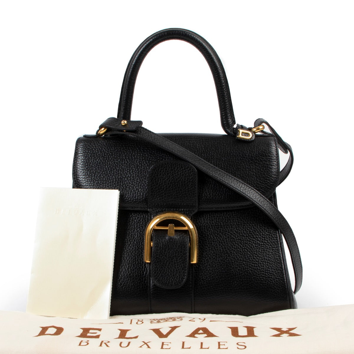 shop authentic vintage designer Delvaux Brillant PM Black Shoulder Top Handle Bag at Labellov