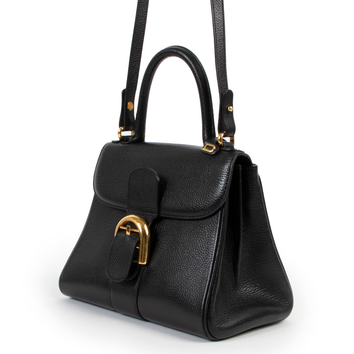 shop authentic vintage designer Delvaux Brillant PM Black Shoulder Top Handle Bag at Labellov