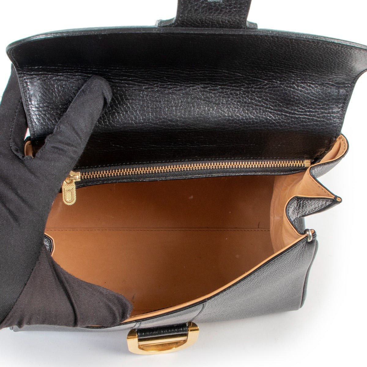shop authentic vintage designer Delvaux Brillant PM Black Shoulder Top Handle Bag at Labellov