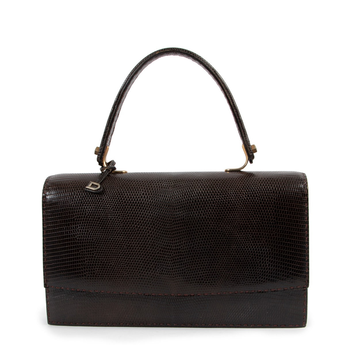 Delvaux Brown Lizard Top Handle Bag
