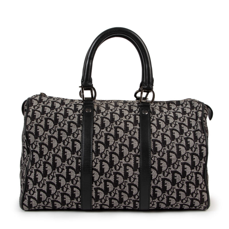 Buy an authentic second hand Christian Dior Oblique Pattern Black Boston Bag in very good condition at Labellov