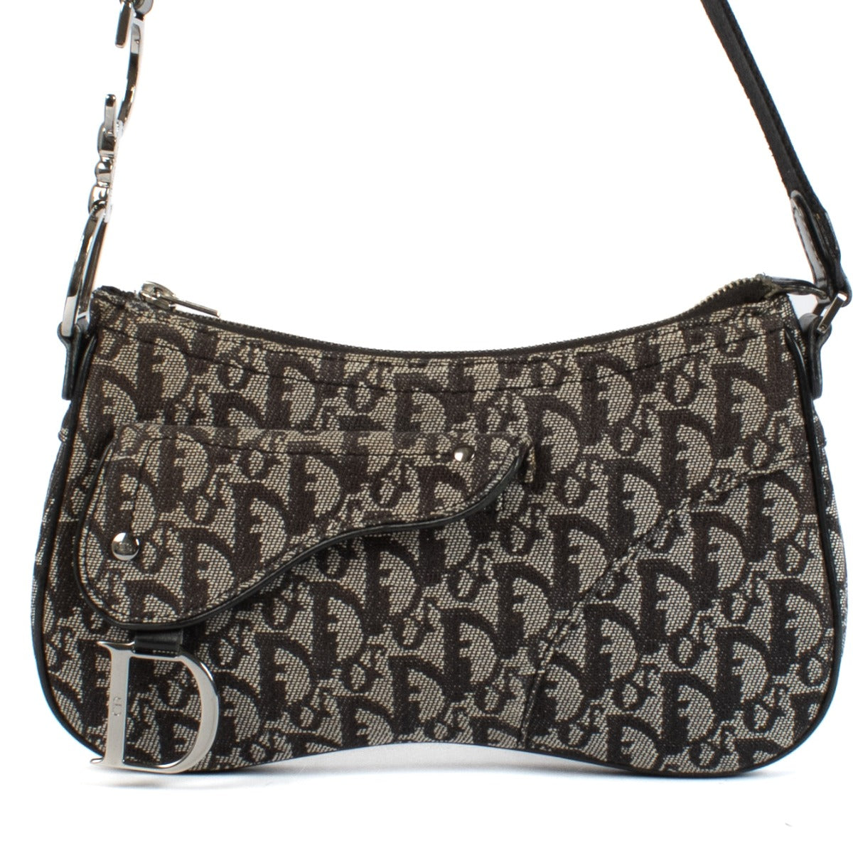 Shop safe online at Labellov in Antwerp, Brussels and Knokke this 100% authentic second hand Christian Dior Blue Oblique Vintage Saddle Crossbody Bag