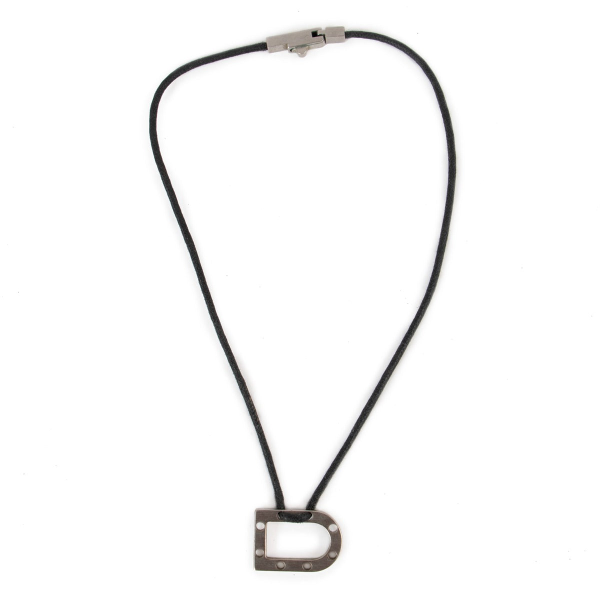 Shop vintage designer jewellery Delvaux Matt Silver D Necklace