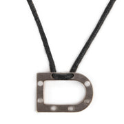 Shop vintage designer jewellery Delvaux Matt Silver D Necklace