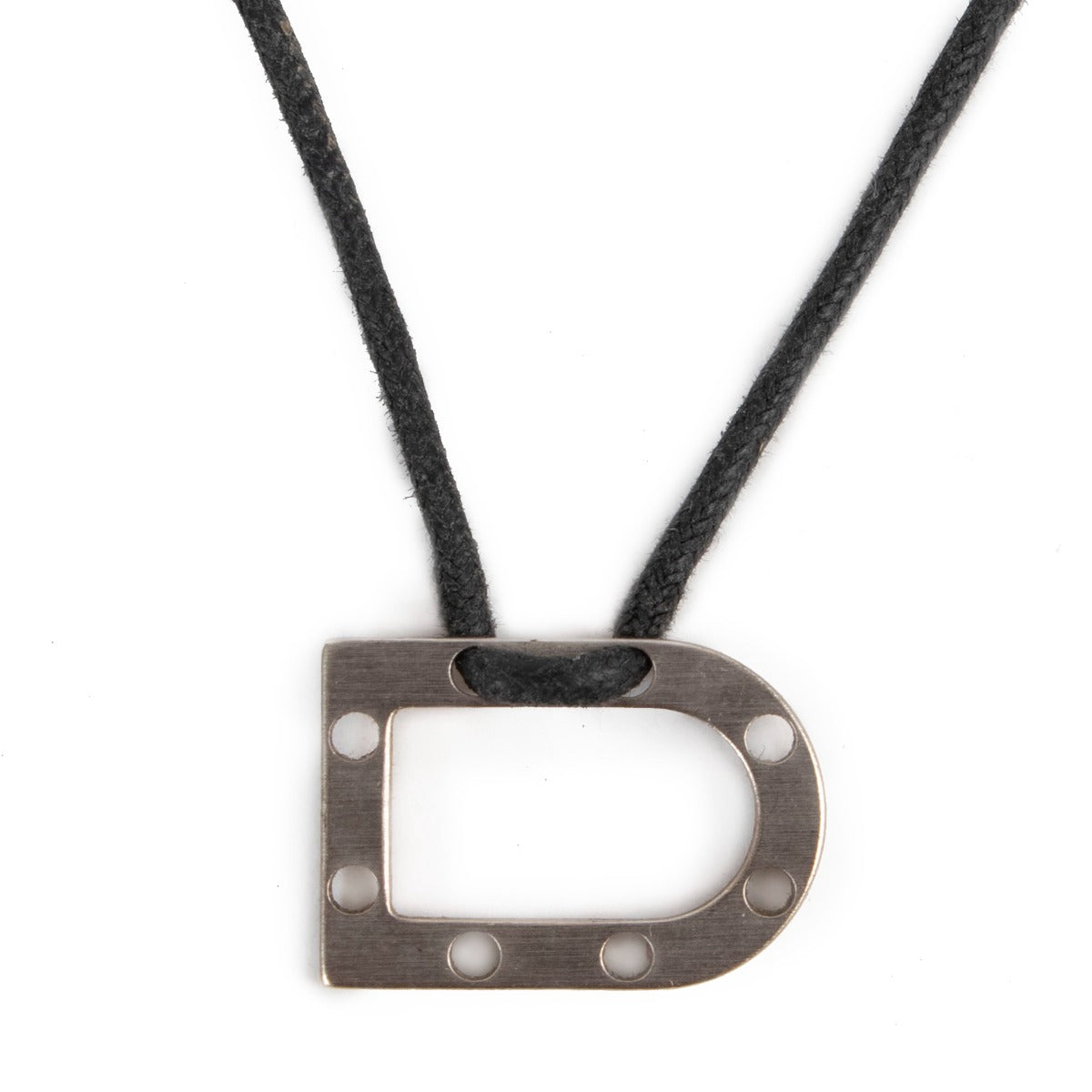 Shop vintage designer jewellery Delvaux Matt Silver D Necklace