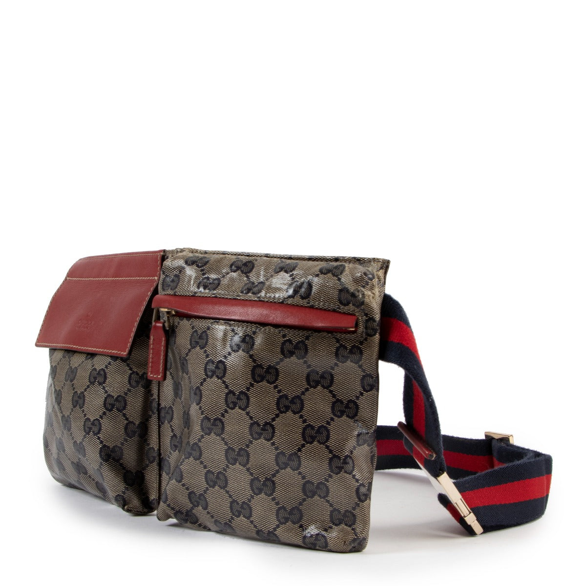 Shop safe online at Labellov in Antwerp this 100% authentic vintage second hand Gucci Monogram Crossbody Belt Bag