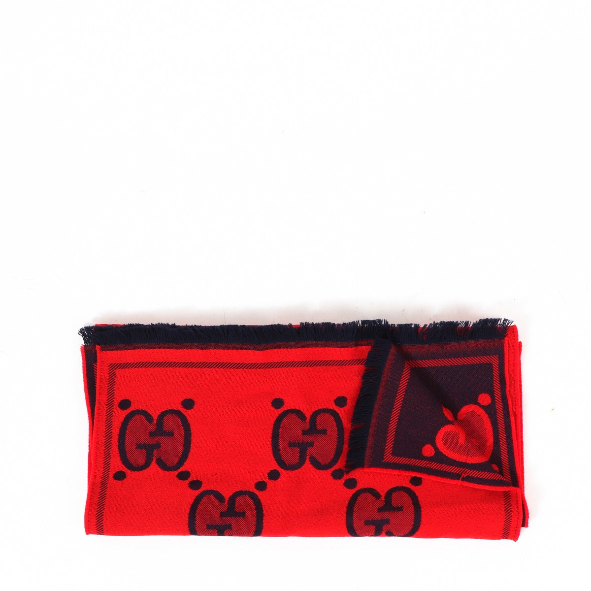Gucci GG Rode Motief Jacquard Wollen Sjaal