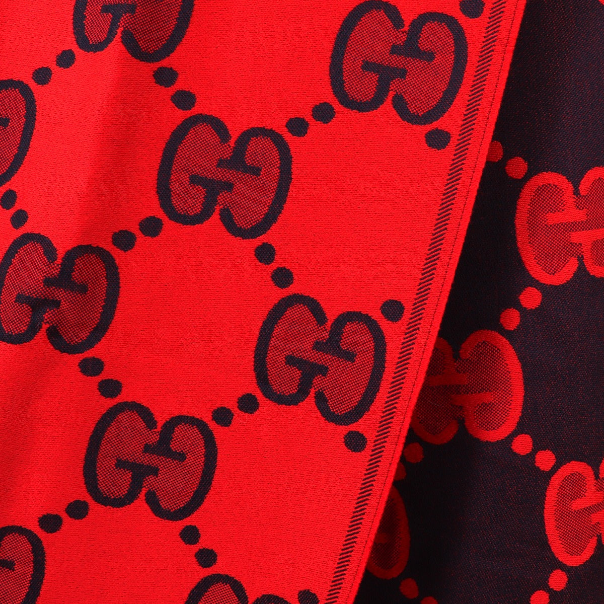 Gucci GG Rode Motief Jacquard Wollen Sjaal