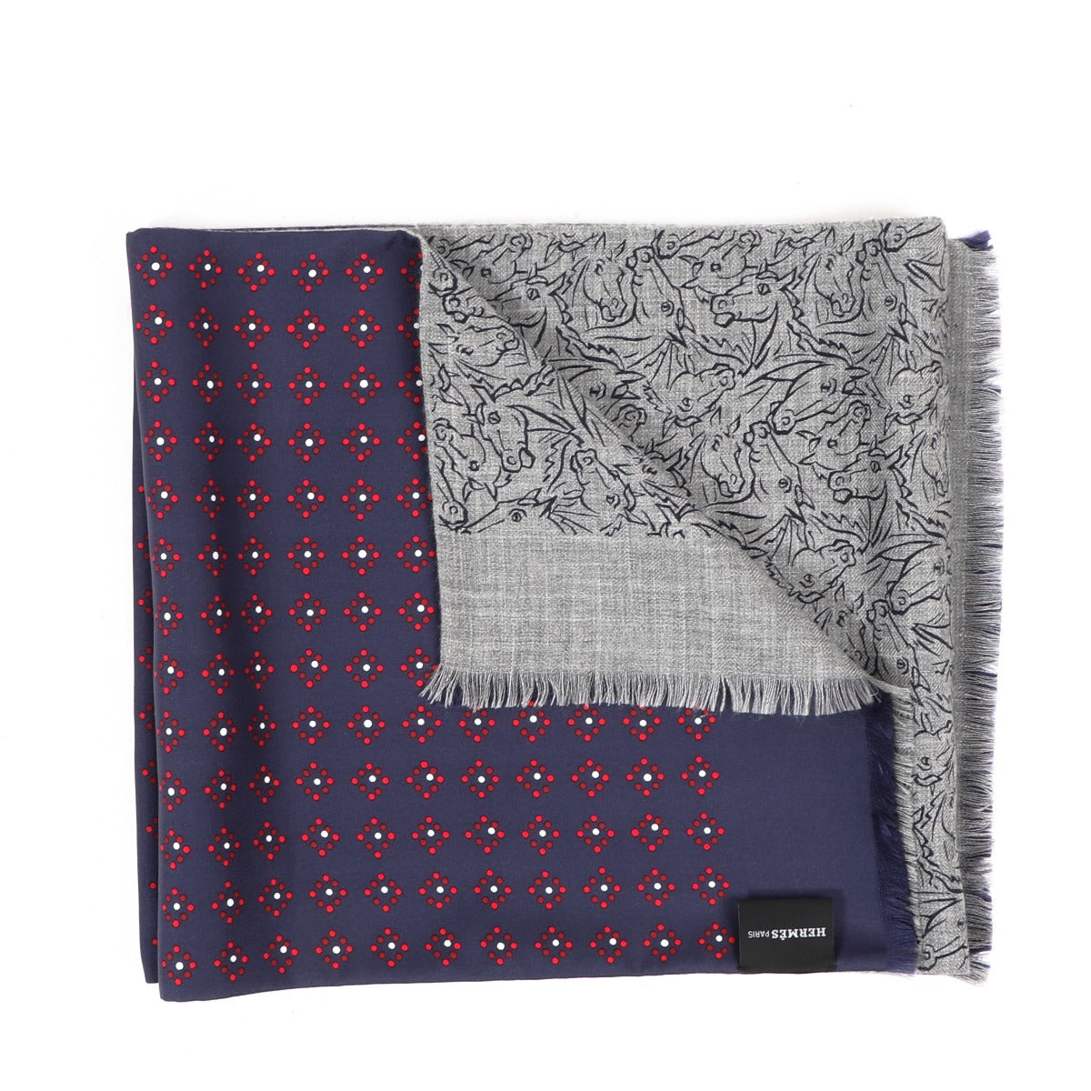 Hermès Reversible Horse Print Silk Scarf