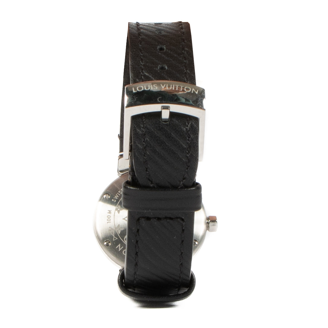 Buy real authentic Louis Vuitton Tambour Slim Hologram 28MM Watch safe online at Labellov.com