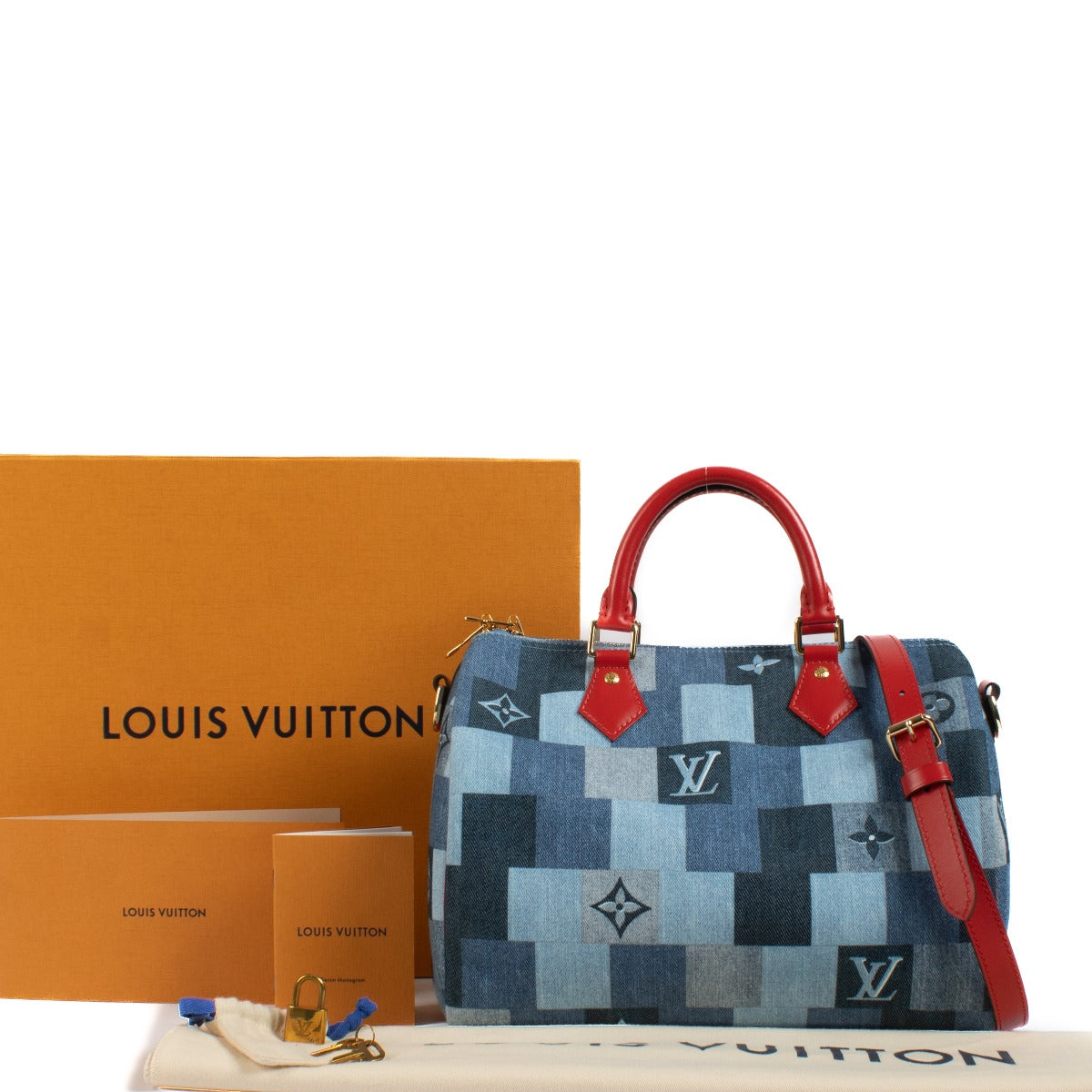 Shop 100% authentic Louis Vuitton Blue Denim Speedy 30 at Labellov.com.