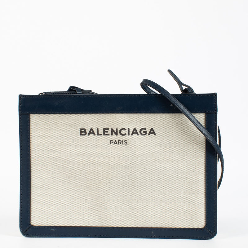 Authentic preloved Balenciaga White Canvas Pochette Bag on Labellov.com
