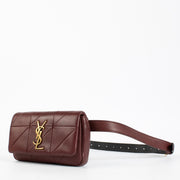 Authentic pre-loved Saint Laurent Burgundy Lambskin Monogram Jamie Belt Bag on Labellov.com