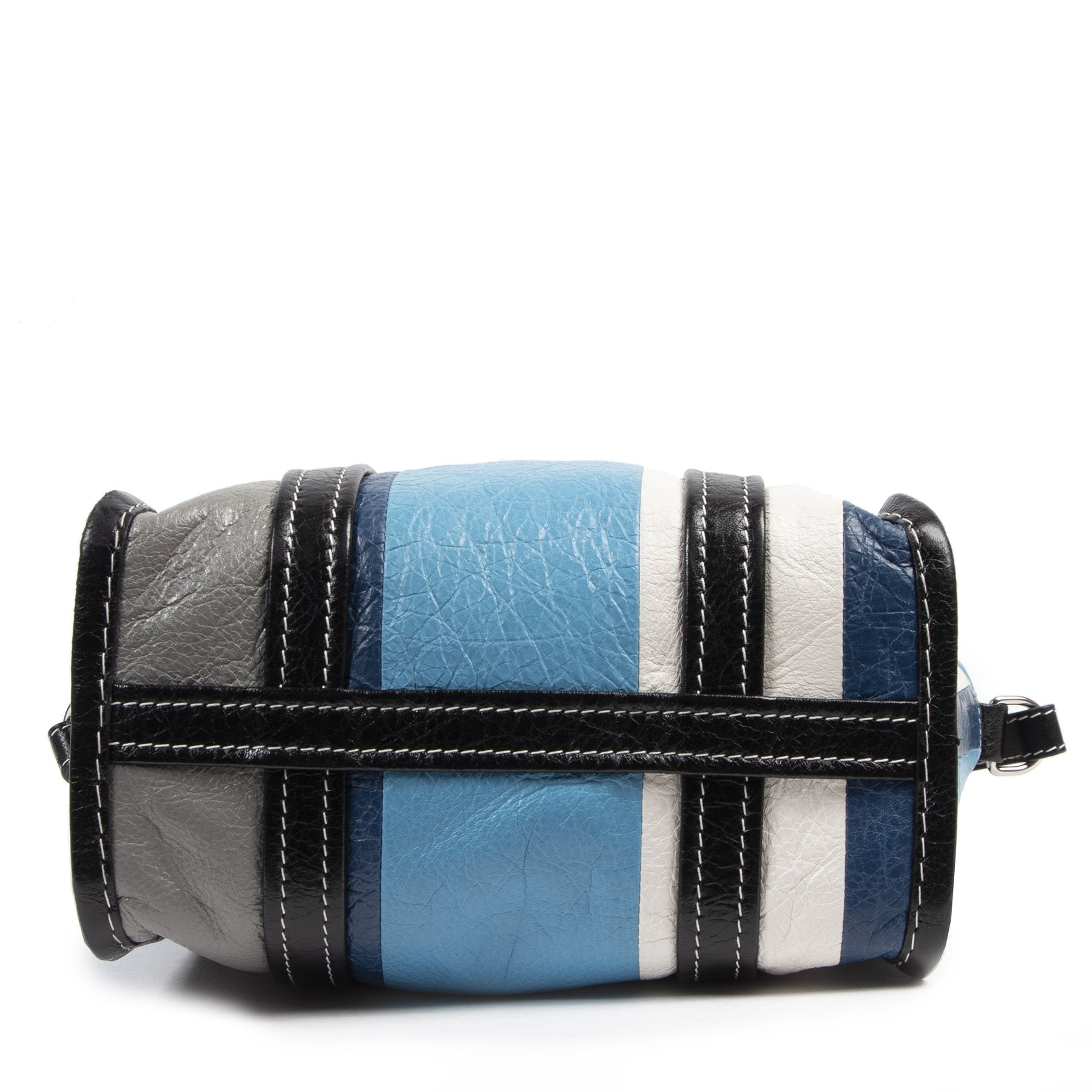 Authentieke Tweedehands Balenciaga Blue Stripe Bazar Shopper Mini Tote Bag juiste prijs veilig online shoppen luxe merken webshop winkelen Antwerpen België mode fashion