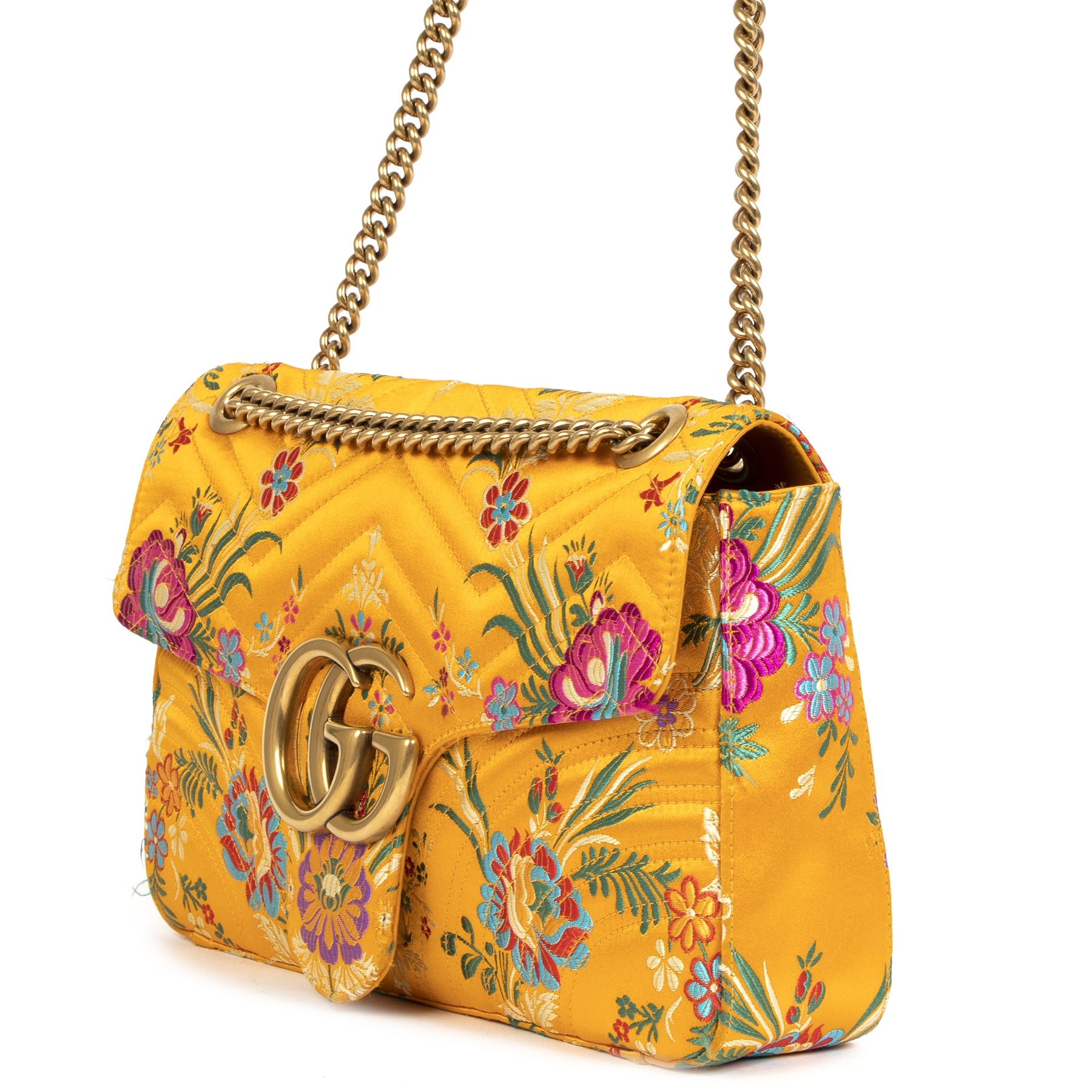 Gucci GG Marmont Medium Quilted Floral-jacquard Shoulder Bag