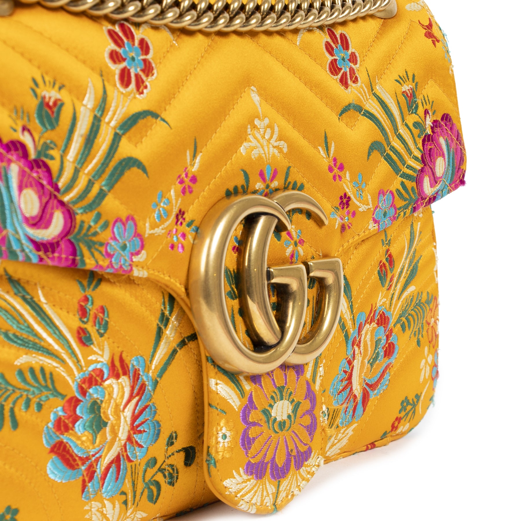Gucci GG Marmont Medium Quilted Floral-jacquard Shoulder Bag