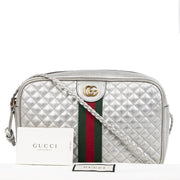 Gucci Silver Quilted Web Bag for the best price at Labellov secondhand luxury in Antwerp