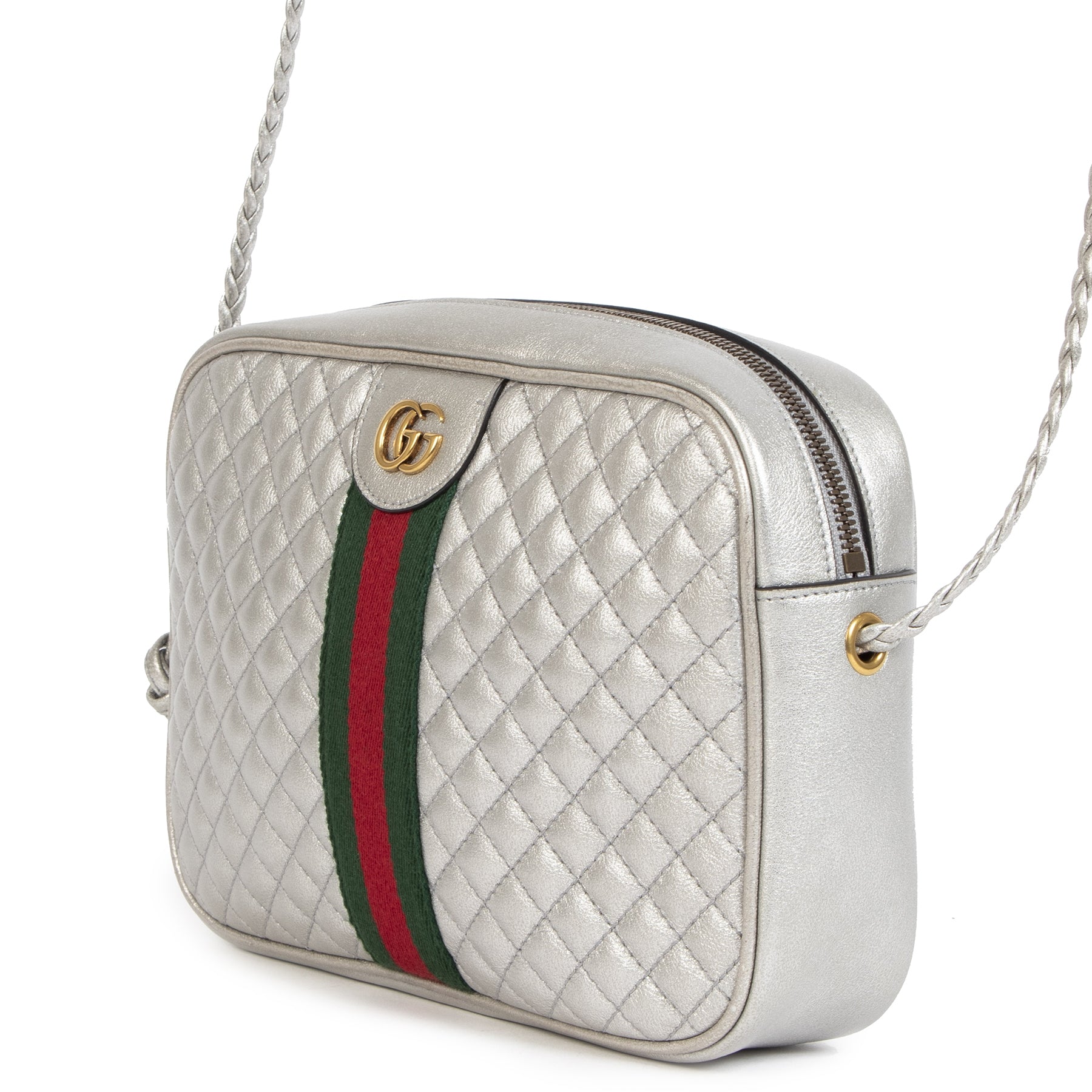 Gucci Silver Quilted Web Bag pour le meilleur prix chez Labellov à Anvers