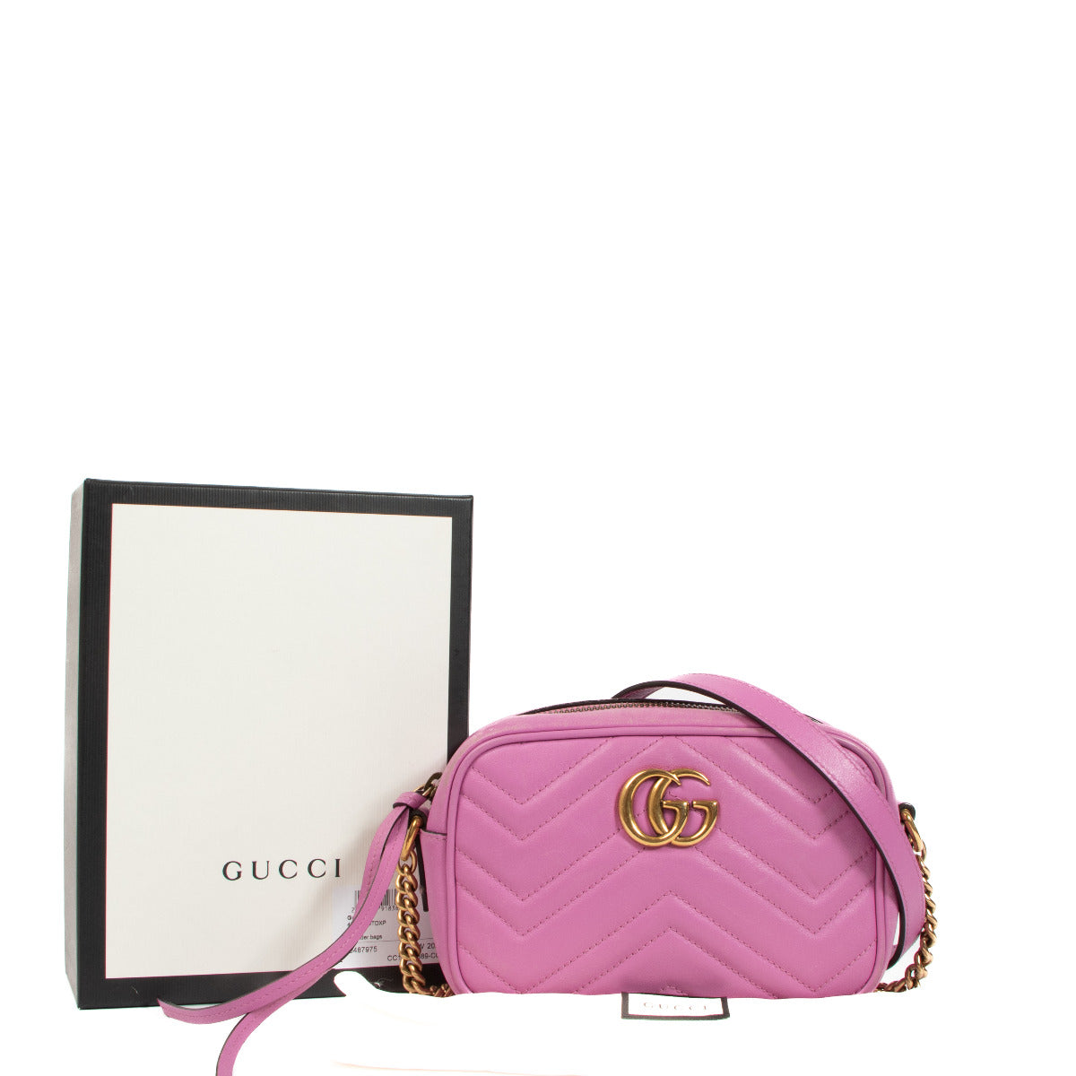 Buy and sell 100% authentic Gucci GG Marmont Matelassé Pink Mini Crossbody Bag