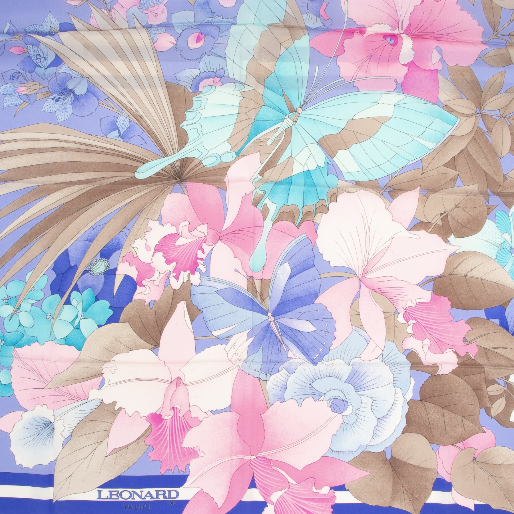 Leonard Blue Silk Flower Scarf