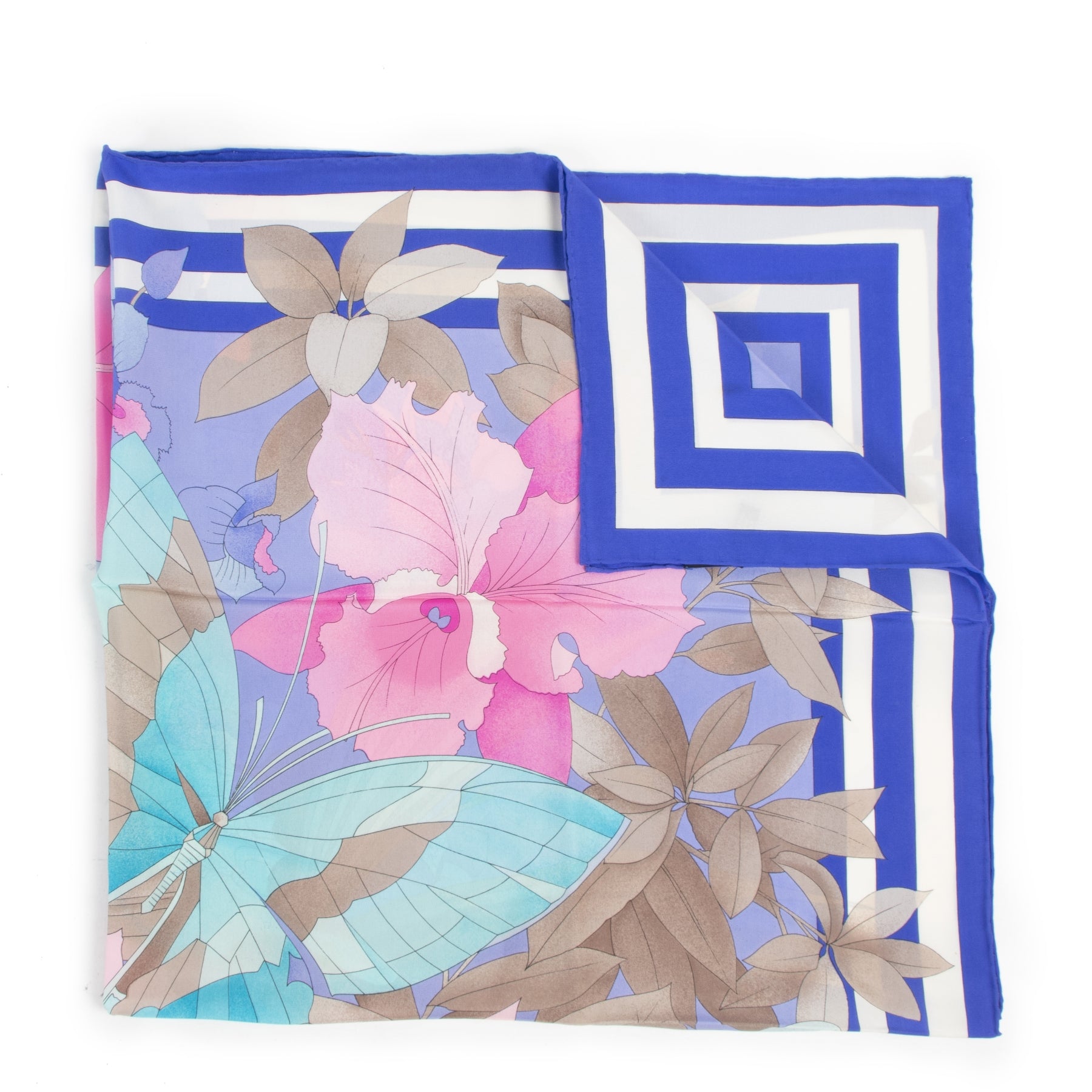 Leonard Blue Silk Flower Scarf