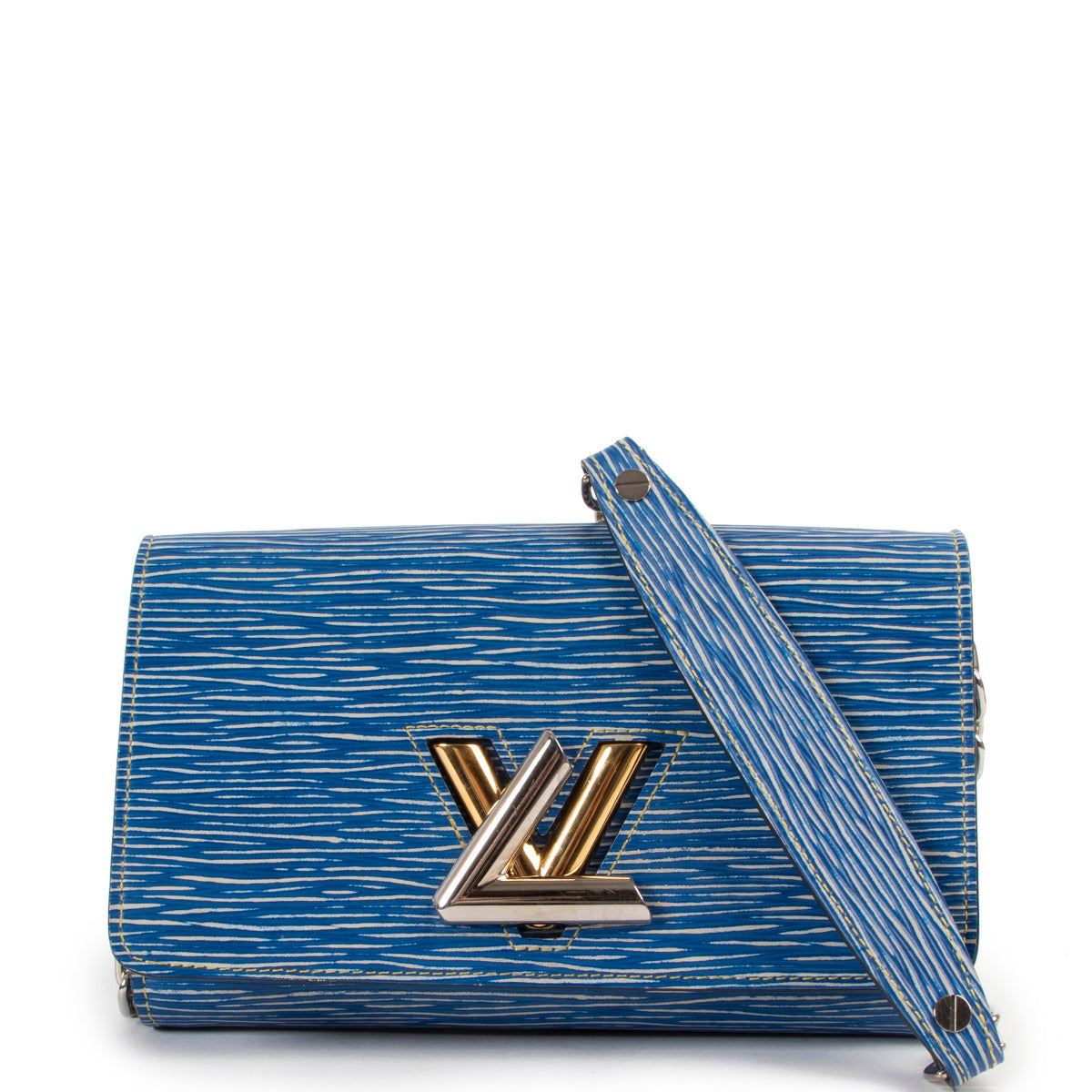Louis Vuitton SS15 Twist Chain Epi Denim Leather Wallet aan de beste prijs bij Labellov tweedehands luxe