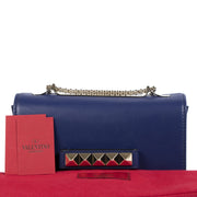 Authentic secondhand Valentino Cobalt Blue Leather Studded Bag designer bags accessories shoes clothing luxury vintage webshop safe secure online shopping worldwide shipping fashion fashionista
