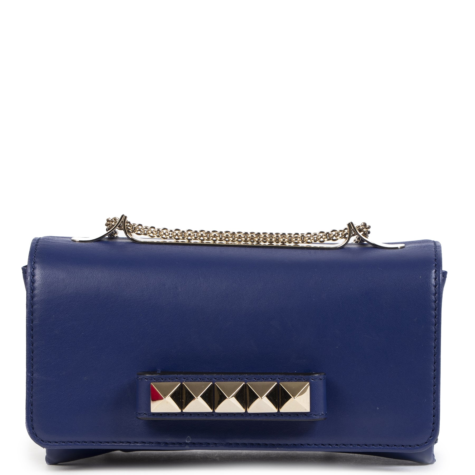Authentieke Tweedehands Valentino Cobalt Blue Leather Studded Bag juiste prijs veilig online shoppen luxe merken webshop winkelen Antwerpen België mode fashion