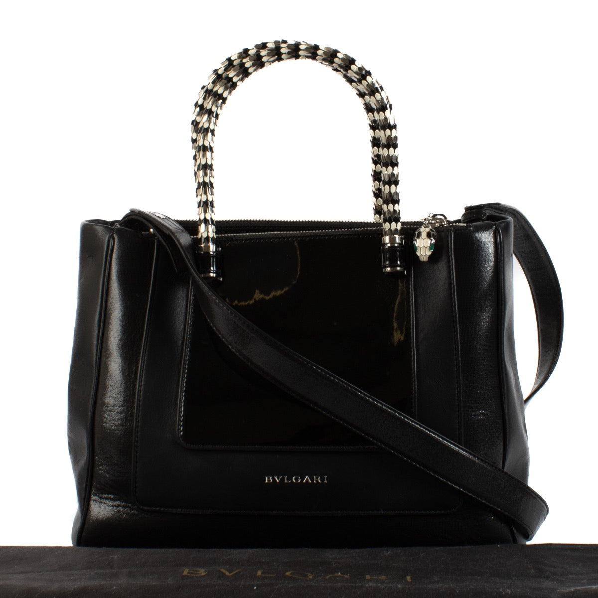 shop 100% authentic second hand Bulgari Black Leather Serpenti Scalgie Tote Bag on Labellov.com