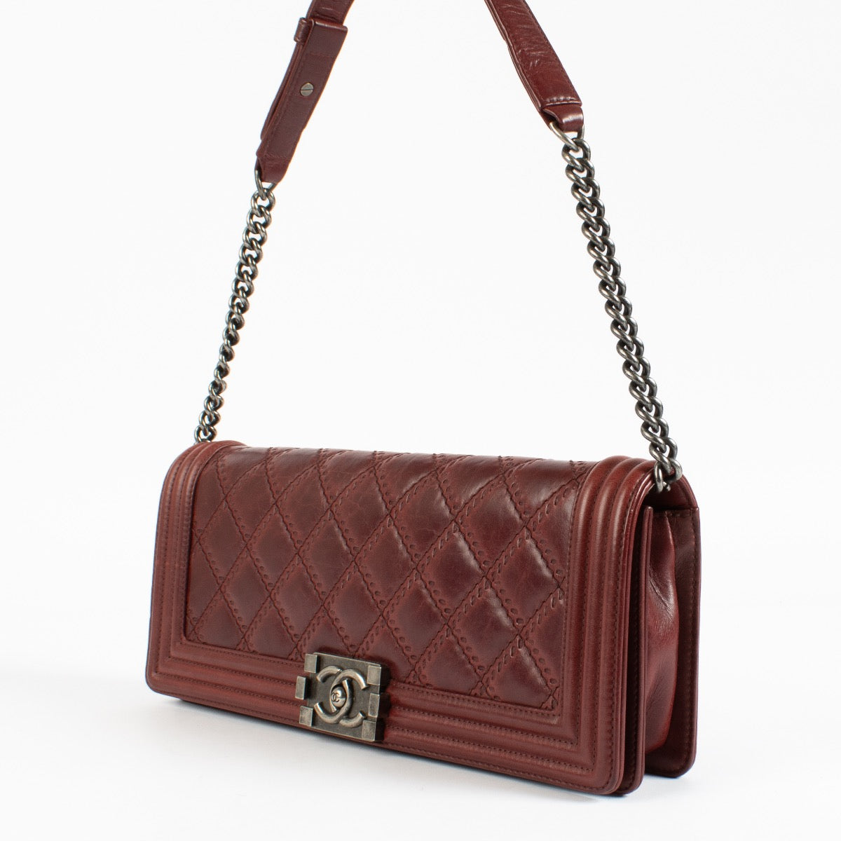 Shop 100% authentic second hand Chanel Burgundy Boy Chanel East West Bag on Labellov.com