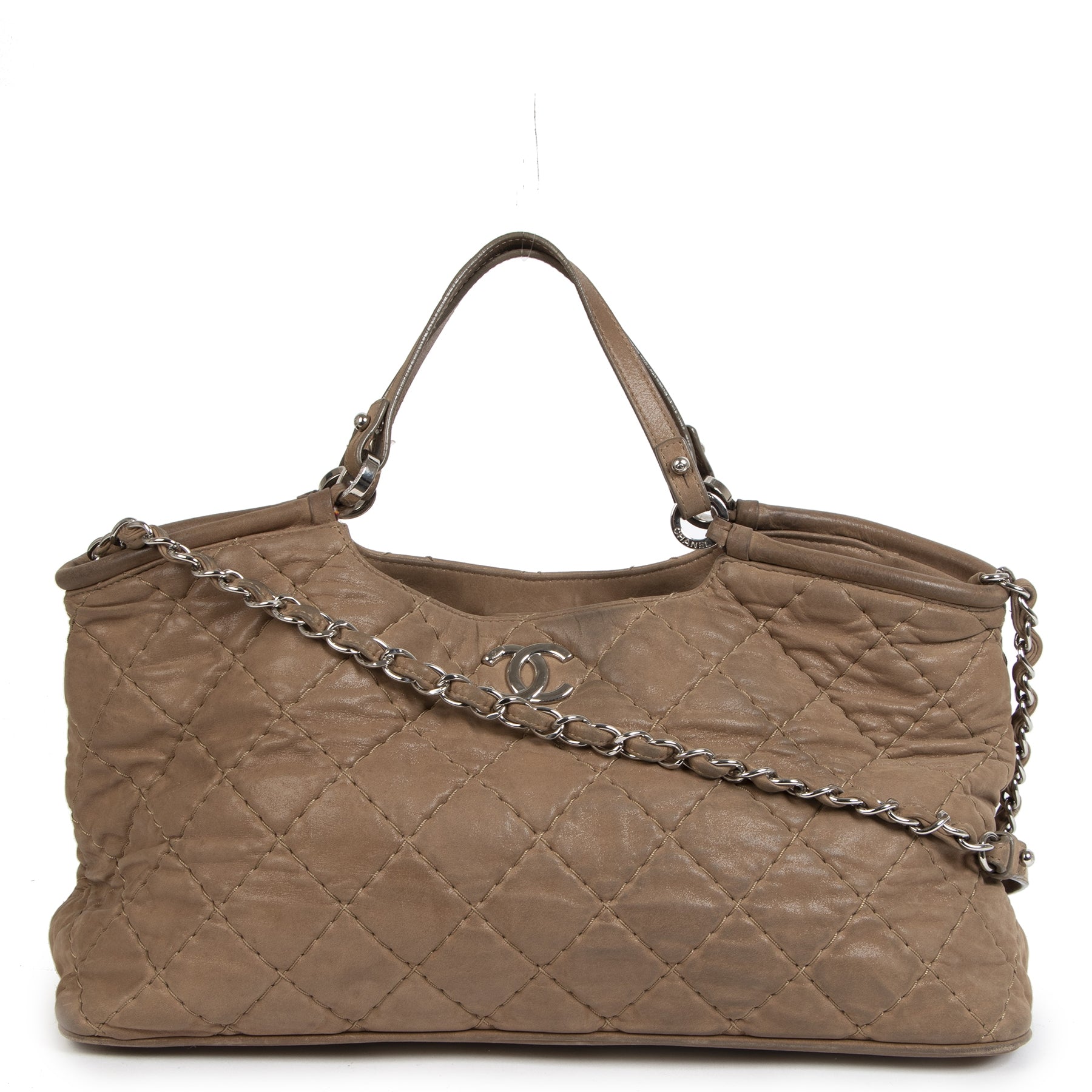 Chanel Taupe Iridescent Calfskin Small Sea Hit Bag aan de beste prijs bij Labellov