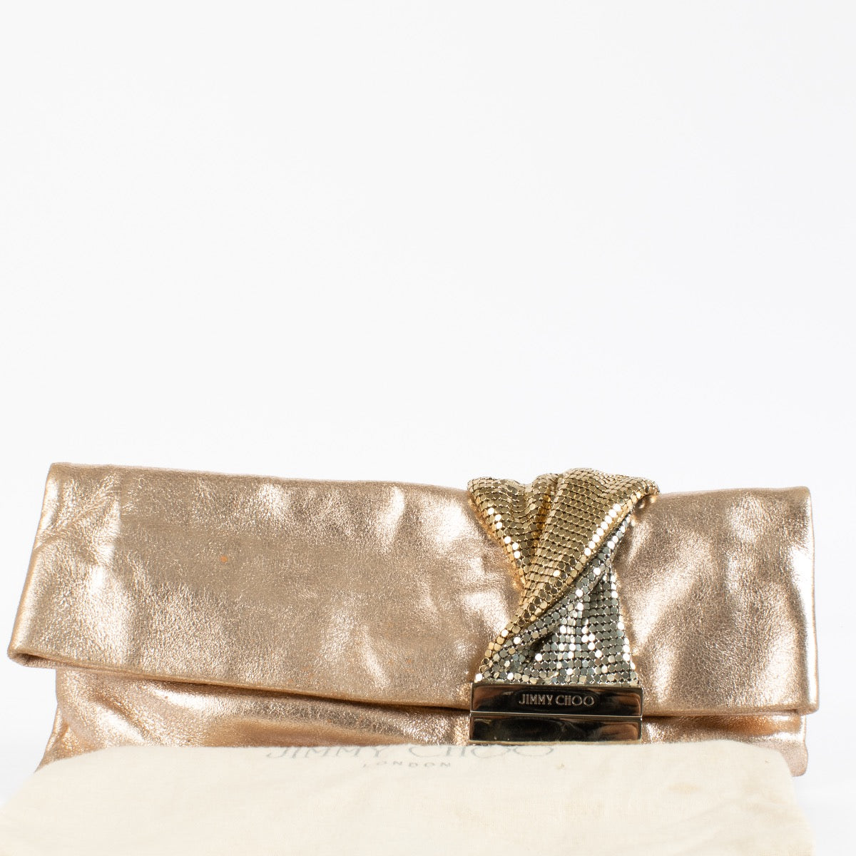 Shop 100% authentic second hand Jimmy Choo Gold Chandra Clutch on Labellov.com
