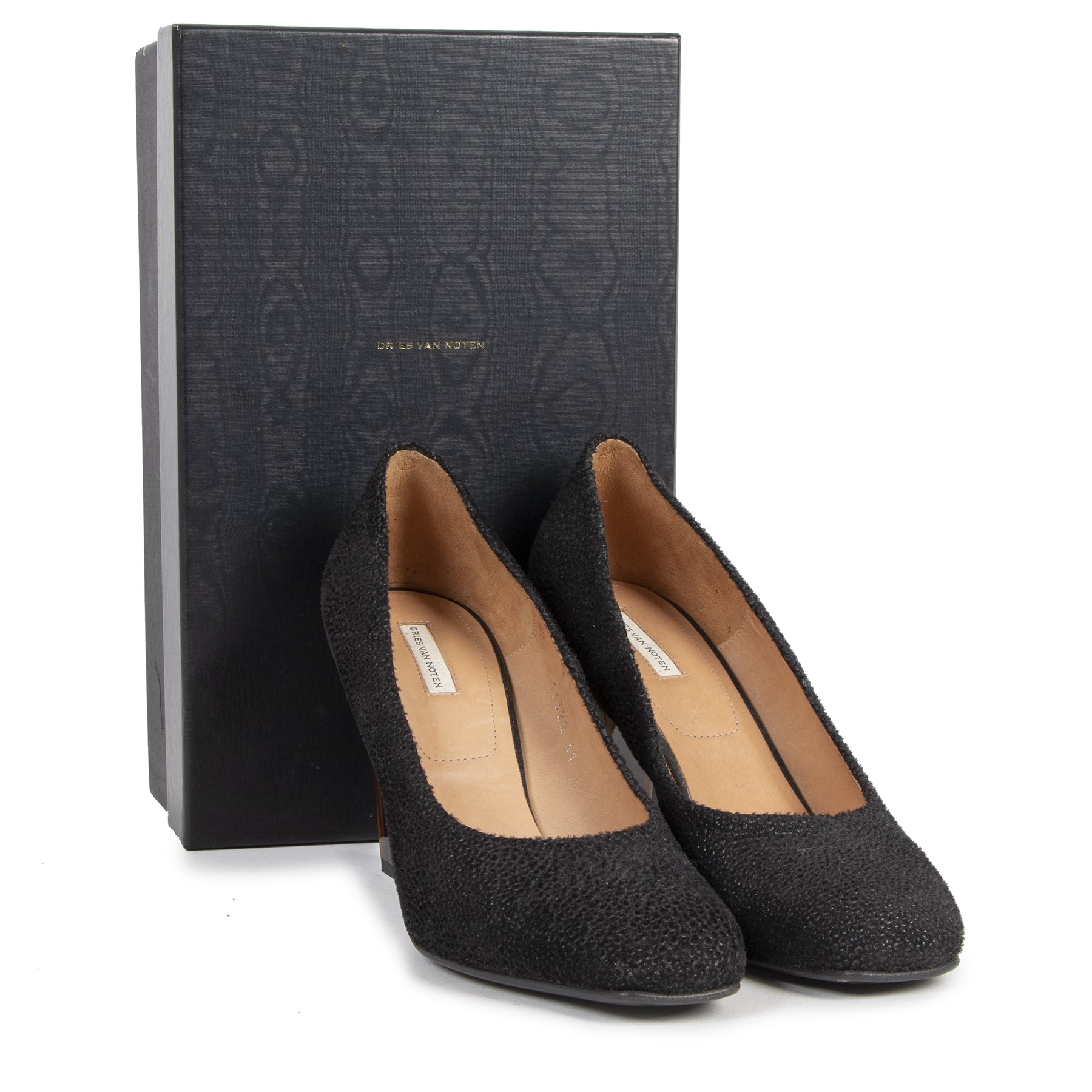 Authentic second-hand vintage Dries Van Noten Black Texture Fabric Pumps - Size 41 buy online webshop LabelLOV