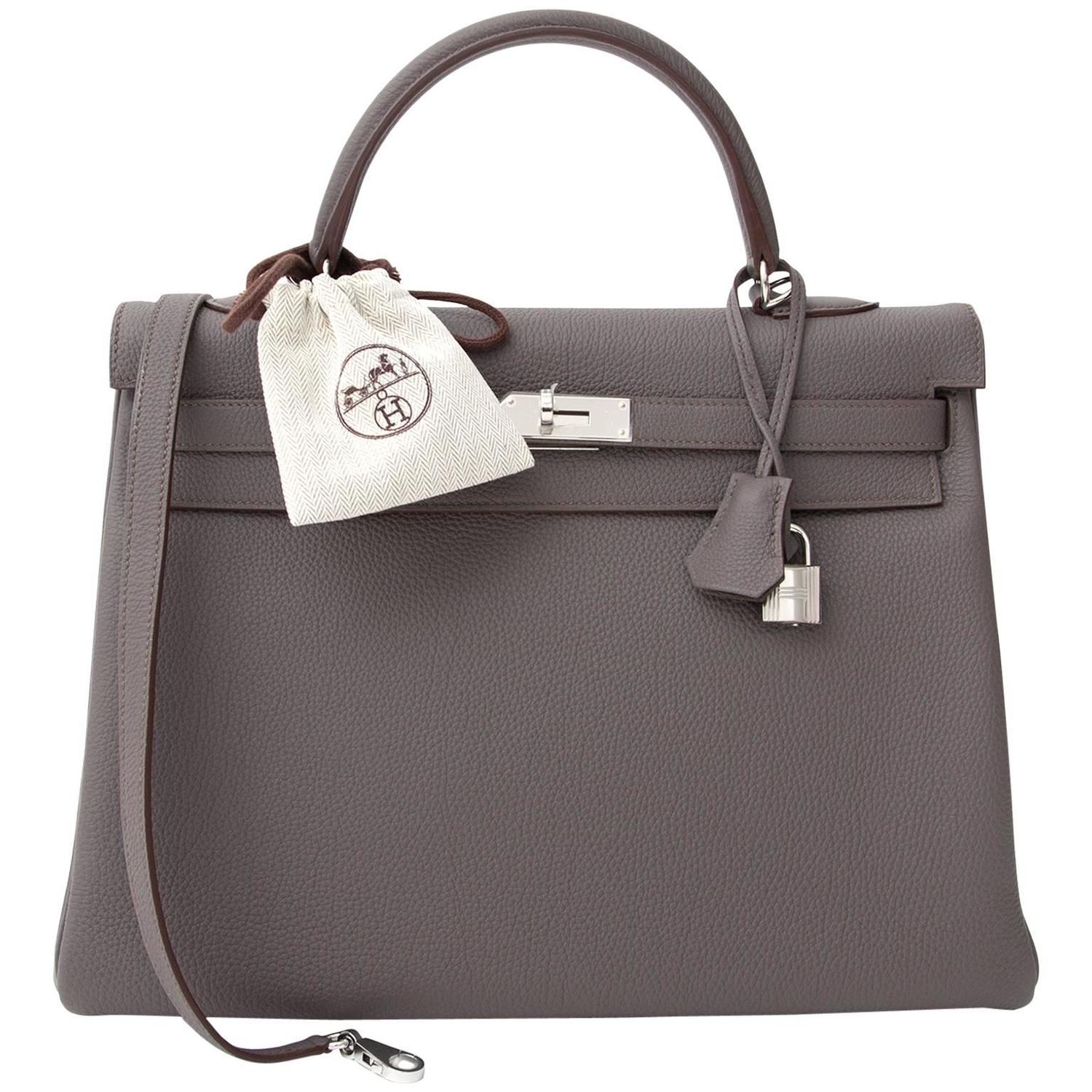 instant luxe neuf sac a main Hermes Kelly Retroune 35 Togo Etaine PHW Anvers, Belgique