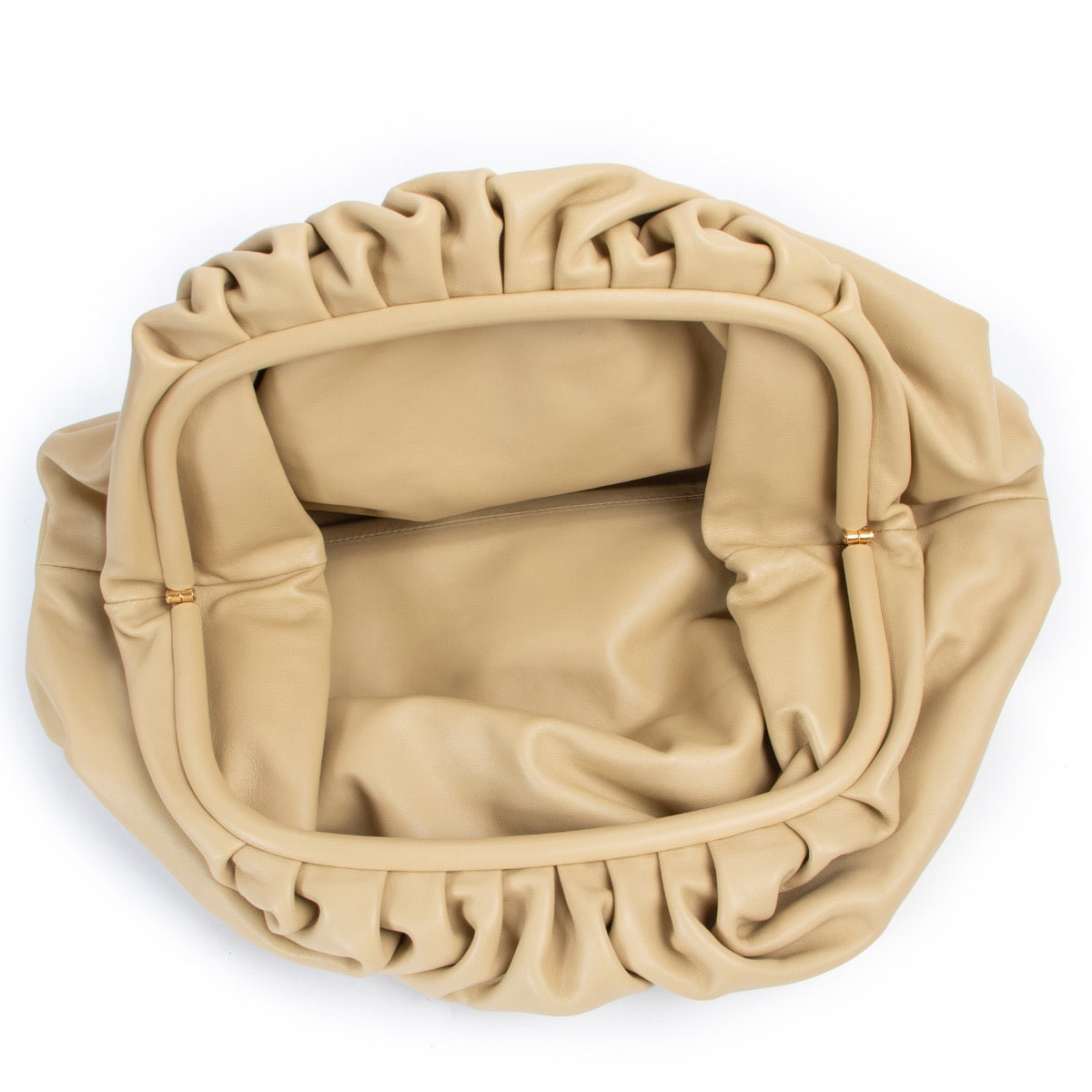 Shop safe online at Labellov in Antwerp this 100% authentic second hand Bottega Veneta Almond Calfskin Leather Pouch Clutch