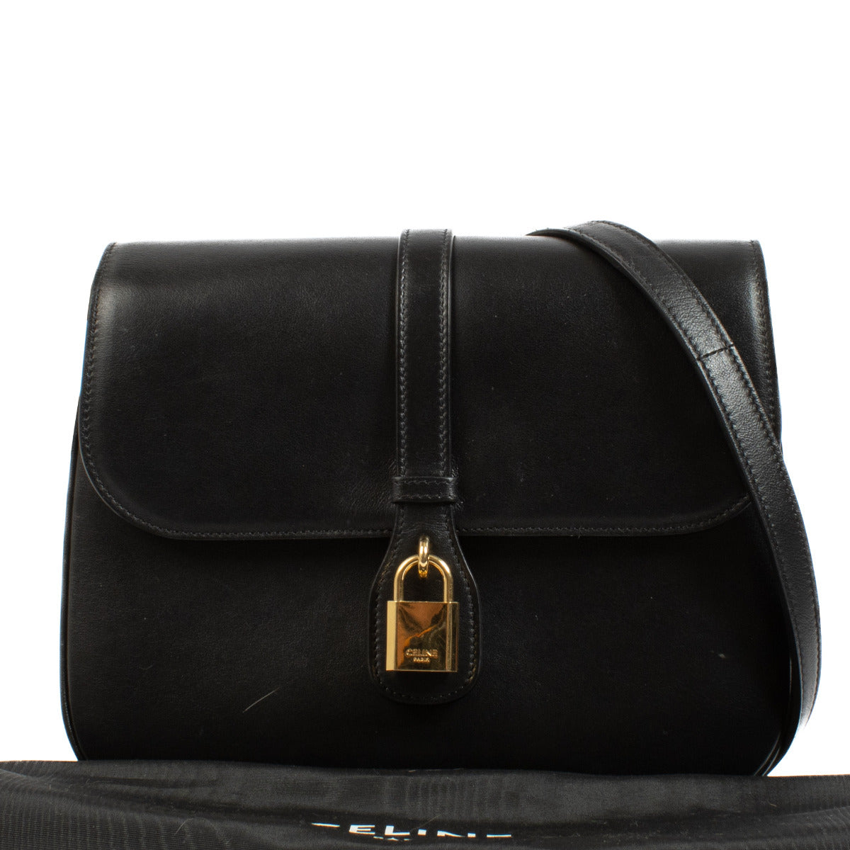 For the best price and the best savings, shop labellov.com. Celine Black Medium Tabou Crossbody Bag