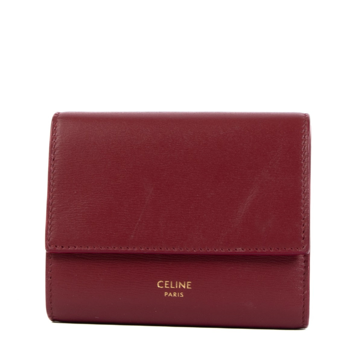 Celine Burgundy Tri Fold Wallet