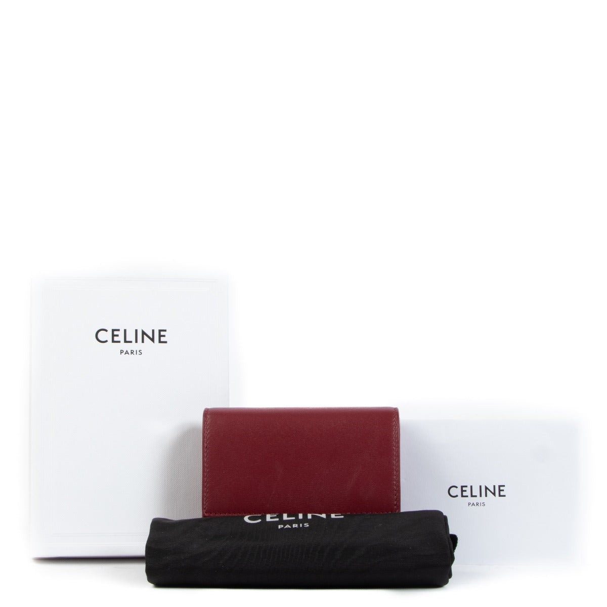 Buy an authentic Celine Burgundy Tri Fold Wallet on LabelLov.com
