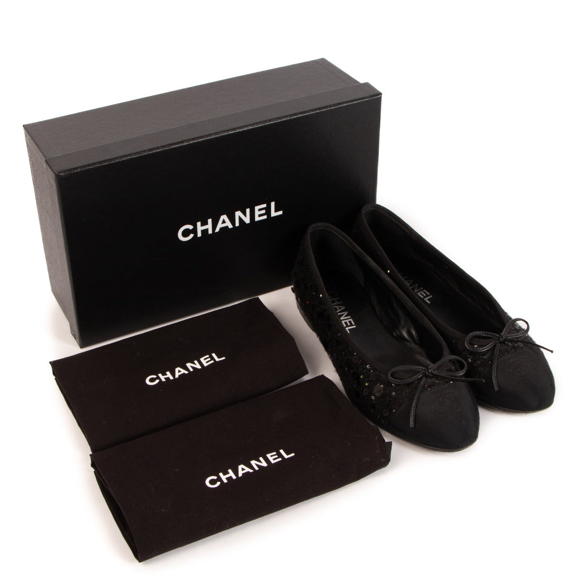 Chanel Black Sequin Ballerina Flats