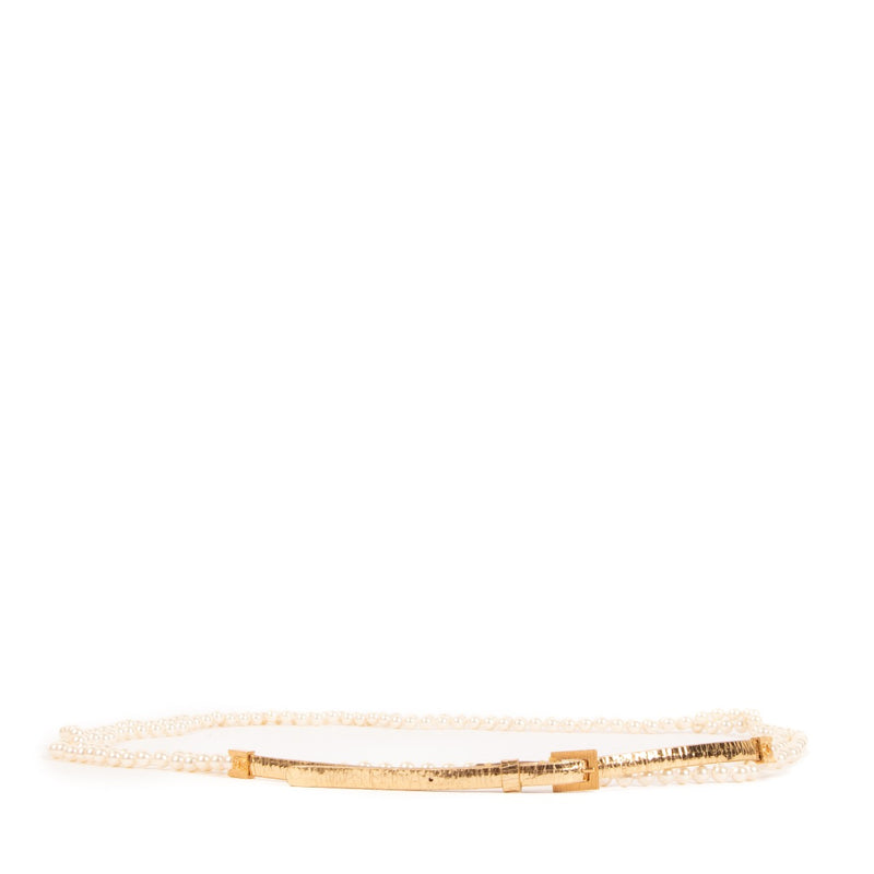 Chanel 13C White Faux Pearl Belt