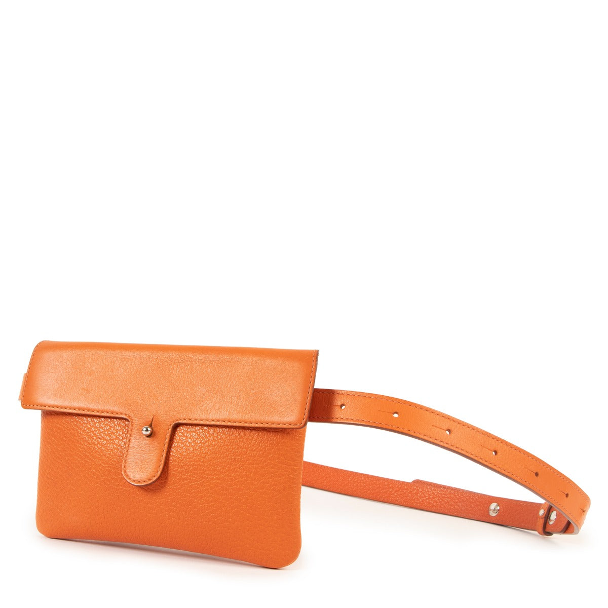 Shop authentic second hand Delvaux Orange Goatskin Leather Belt Bag at Labellov