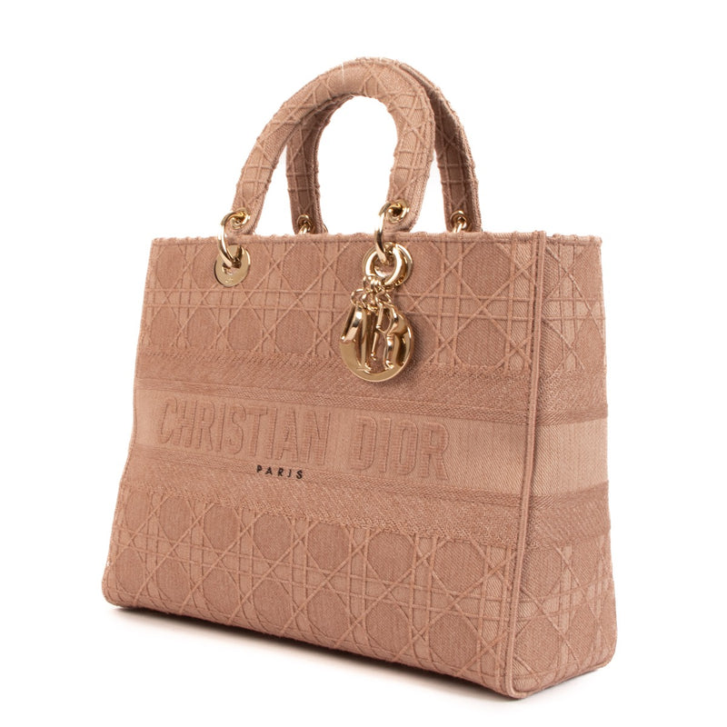 Shop a 100% authentic Christian Dior Large Pink Lady Dior D-Lite Top Handle on Labellov.com