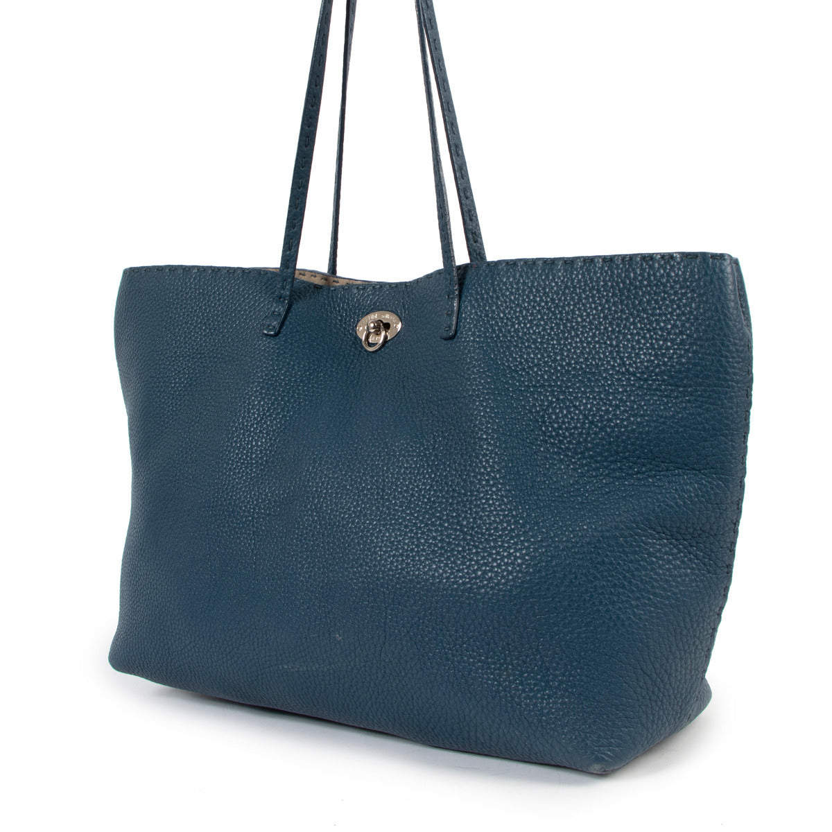 Fendi Blue Selleria Medium Carla Tote Bag